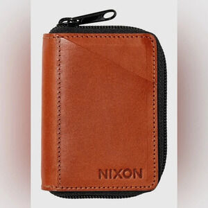 Nixon Orbit Zip Card Leather Wallet, saddle